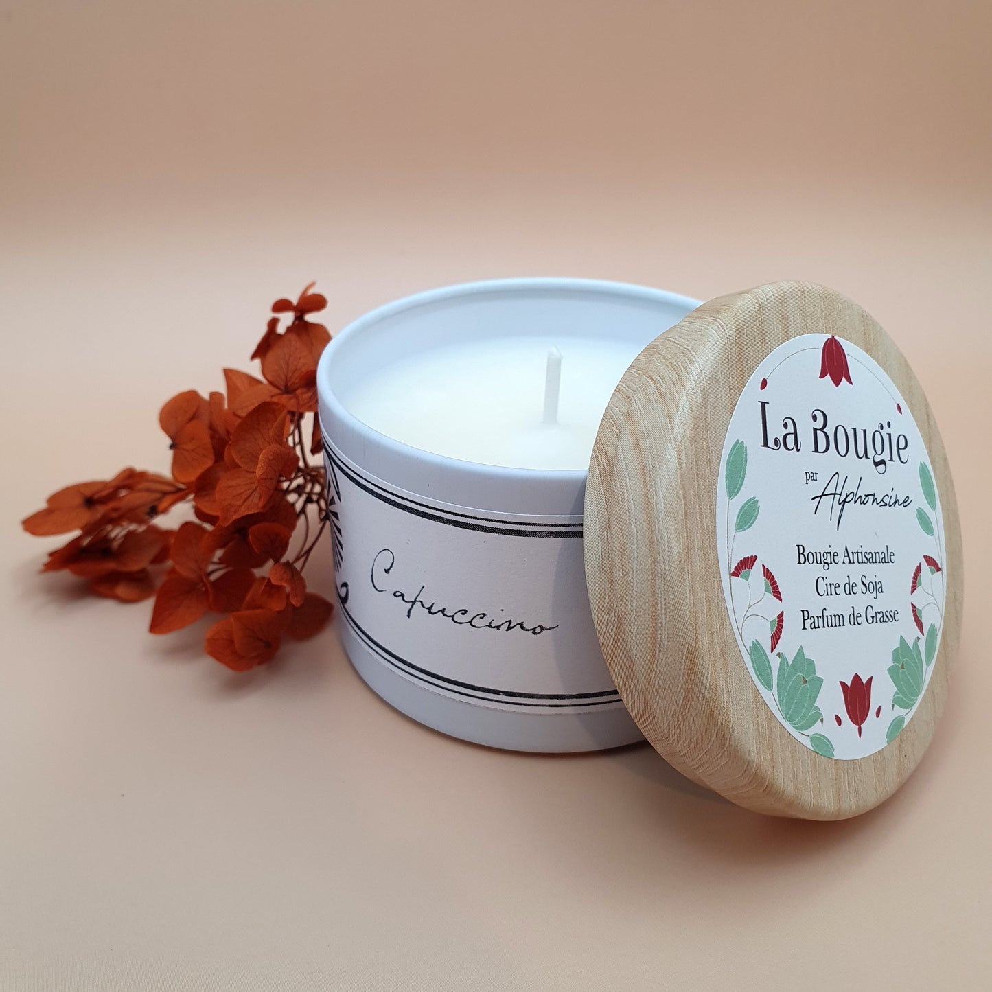 Bougie parfumée Capuccino – White Edition | Cire de soja naturelle | Fabriquée en France