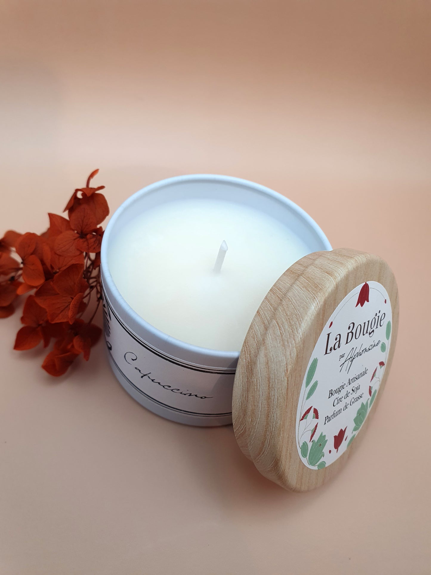 Bougie parfumée Capuccino – White Edition | Cire de soja naturelle | Fabriquée en France