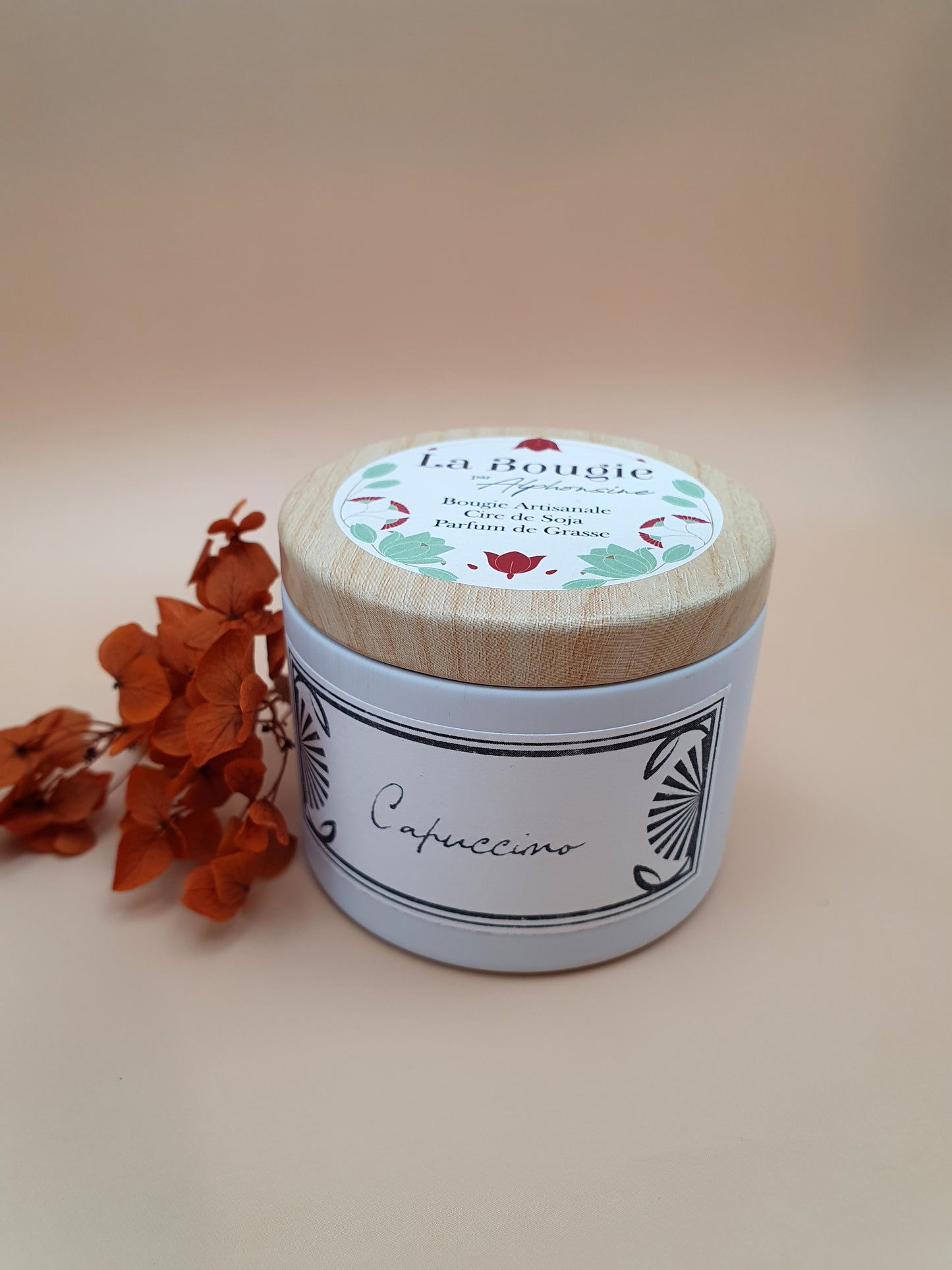 Bougie parfumée Capuccino – White Edition | Cire de soja naturelle | Fabriquée en France