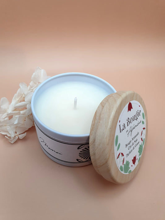 Bougie parfumée Monoi – White Edition | Cire de soja naturelle | Fabriquée en France