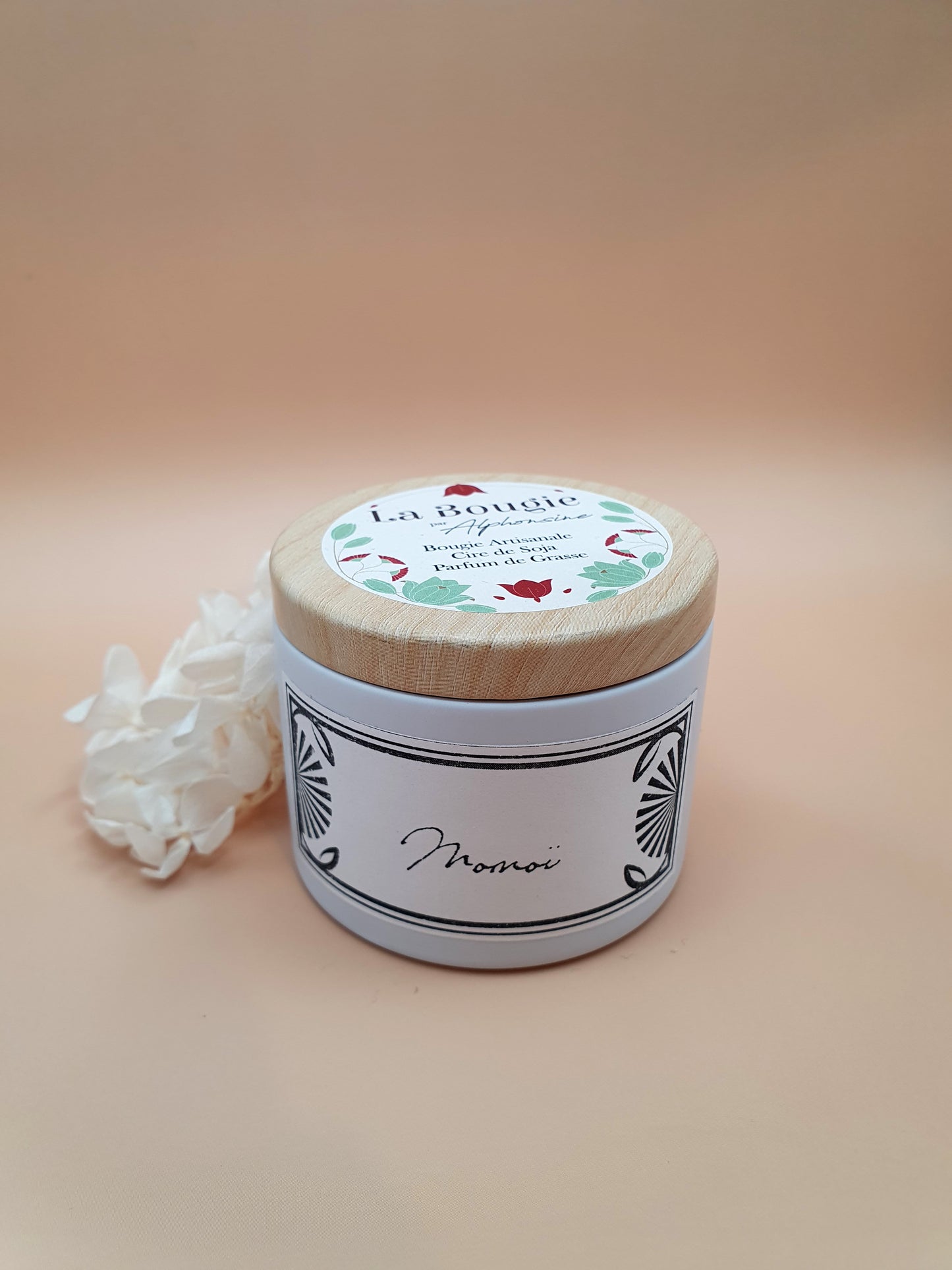 Bougie parfumée Monoi – White Edition | Cire de soja naturelle | Fabriquée en France