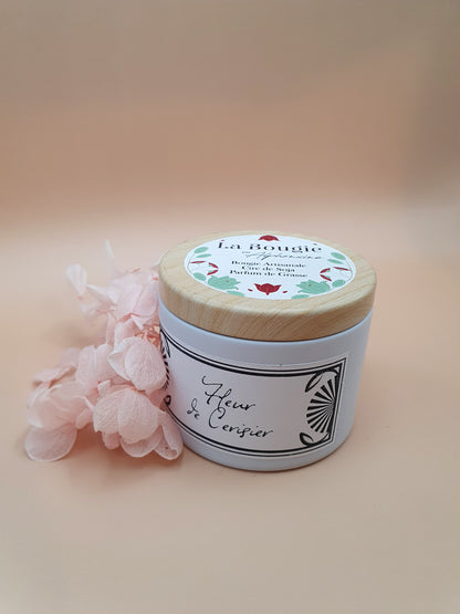 Bougie parfumée Fleur de Cerisier – White Edition | Cire de soja naturelle | Fabriquée en France